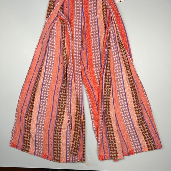 Billabong Pants - Billabong Split Spirit Pants Womens XS Multi Boho Stripe High Waist Leg Slit NEW